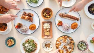 a table full of food